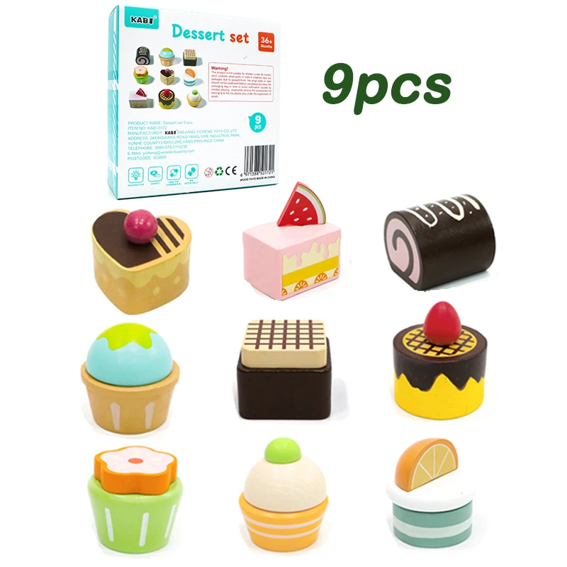 Wooden Kitchen Pretend Play Toys Afternoon Tea Sweet Desserts For Kids Playset Simulation Kitchen Educational Toys For Ages 3+
