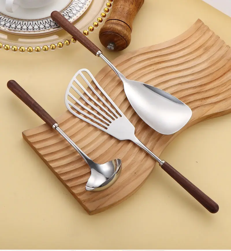 Walnut Mini Spatula Cooking Household Stainless Steel 304 Food Grade Spoon Set Simplicity Kitchen Utensils Wooden Handle Spatula Walnut Mini Spatula Cooking Household Stainless Steel 304 Food Grade Spoon Set Simplicity Kitchen Utensils Wooden Handle Spatula