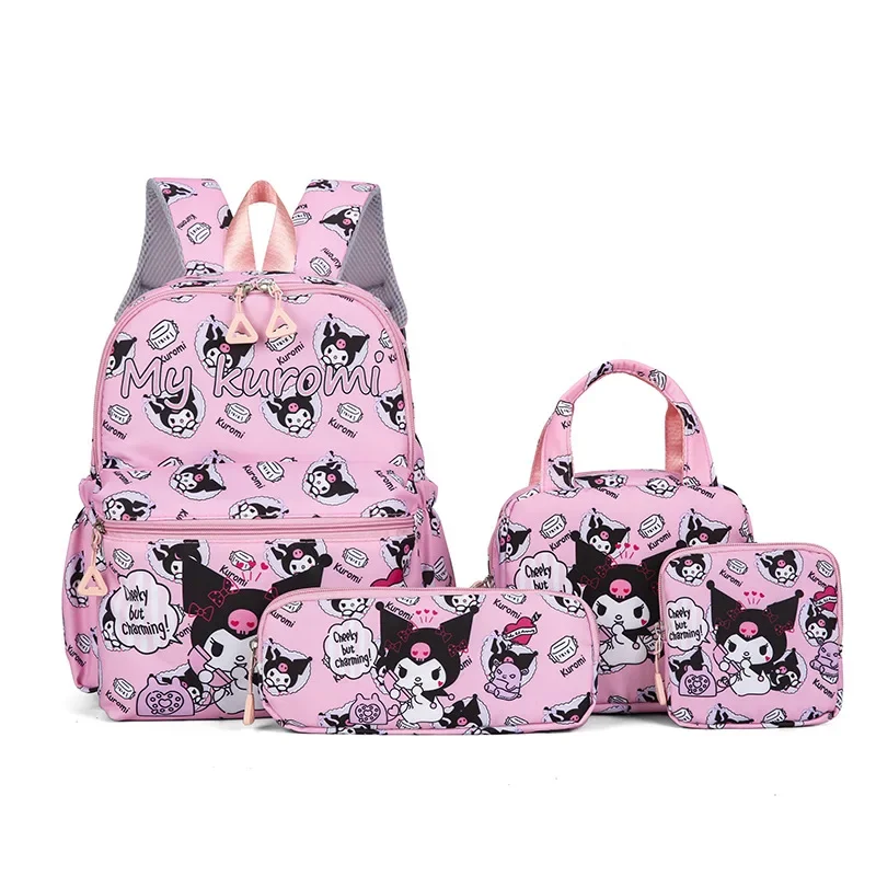 4pcs Kuromi Backpack, Pencil Case, Shoulder Bag, Wallet Set, Hello Kitty Sanrio School Bag, Melody Casual Outdoor Daypack 4pcs Kuromi Backpack, Pencil Case, Shoulder Bag, Wallet Set, Hello Kitty Sanrio School Bag, Melody Casual Outdoor Daypack