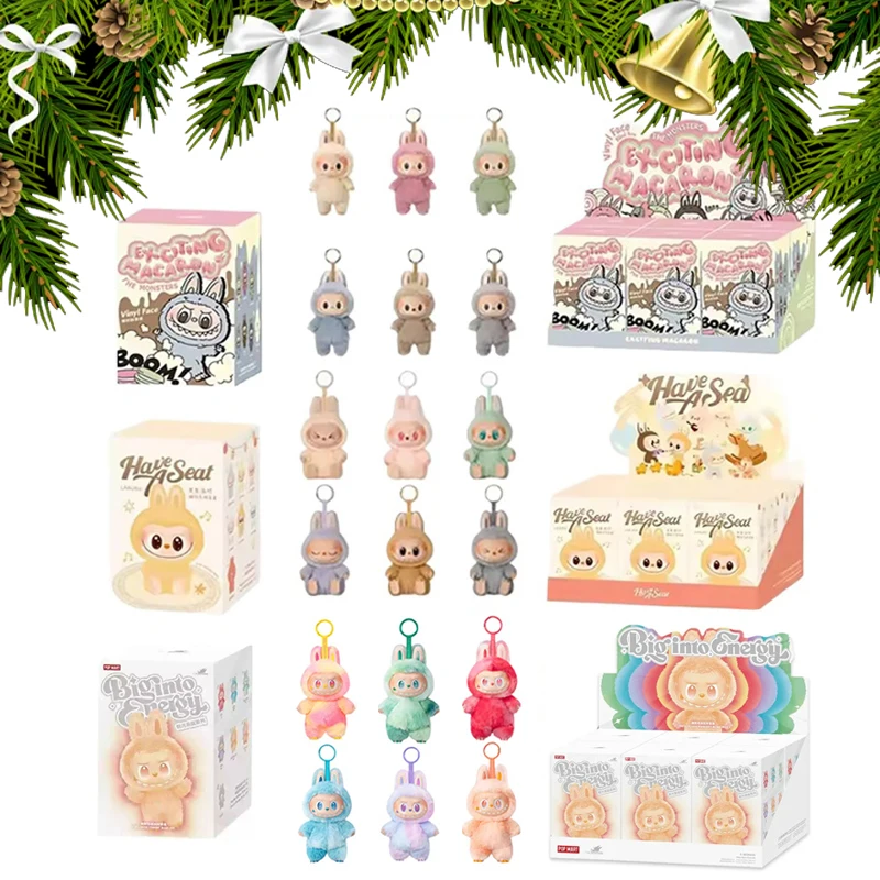 Hot Toys Macaron Monster Labubu  V3 Big Into Energy Blind Box Series PVC Labubu Pendant Doll Surprise Box Keychain Birthday Gift
