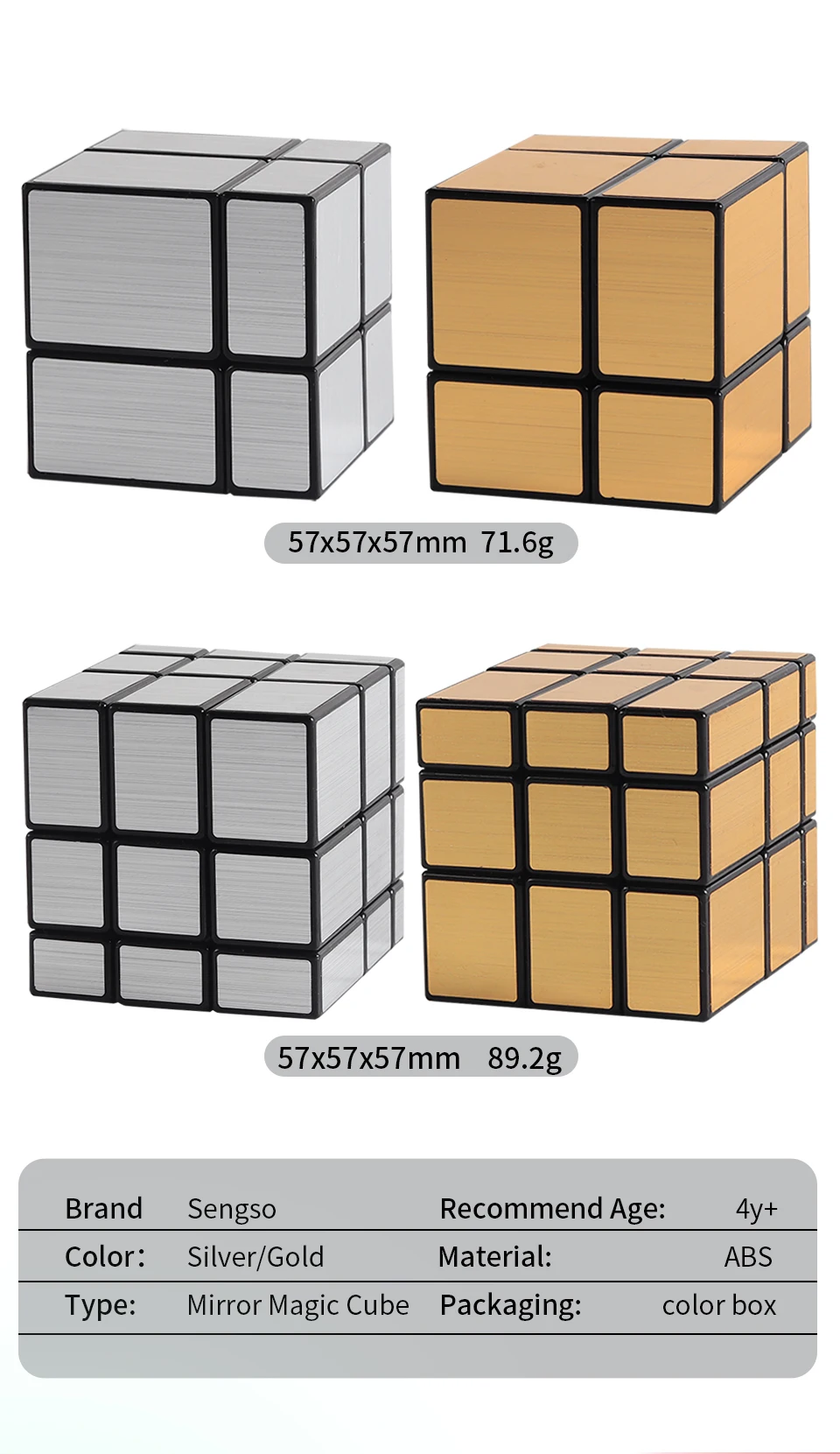 SENGSO Mirror Magic Cube 2x2 3x3 Golden Silver Magic Cubo Profession Puzzle High Quality Children's Toys SENGSO Mirror Magic Cube 2x2 3x3 Golden Silver Magic Cubo Profession Puzzle High Quality Children's Toys