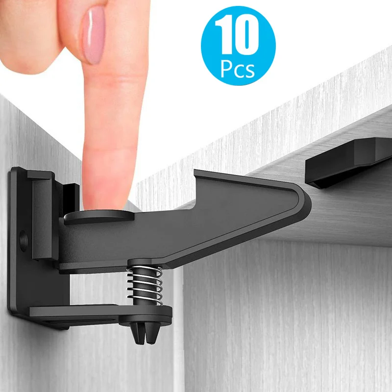 10pcs Baby Safety Invisible Security Drawer Lock No Punching Children Protection Cupboard Cabinet Door Drawer Safety Locks