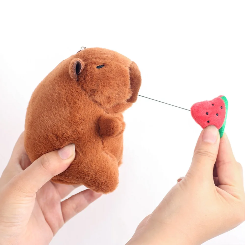 Cute Stuffed Animals Plush Capybara Keychain 12cm Cartoon Simulation Capybara Pendant Snot-Pulling Cute School Bag Pendant