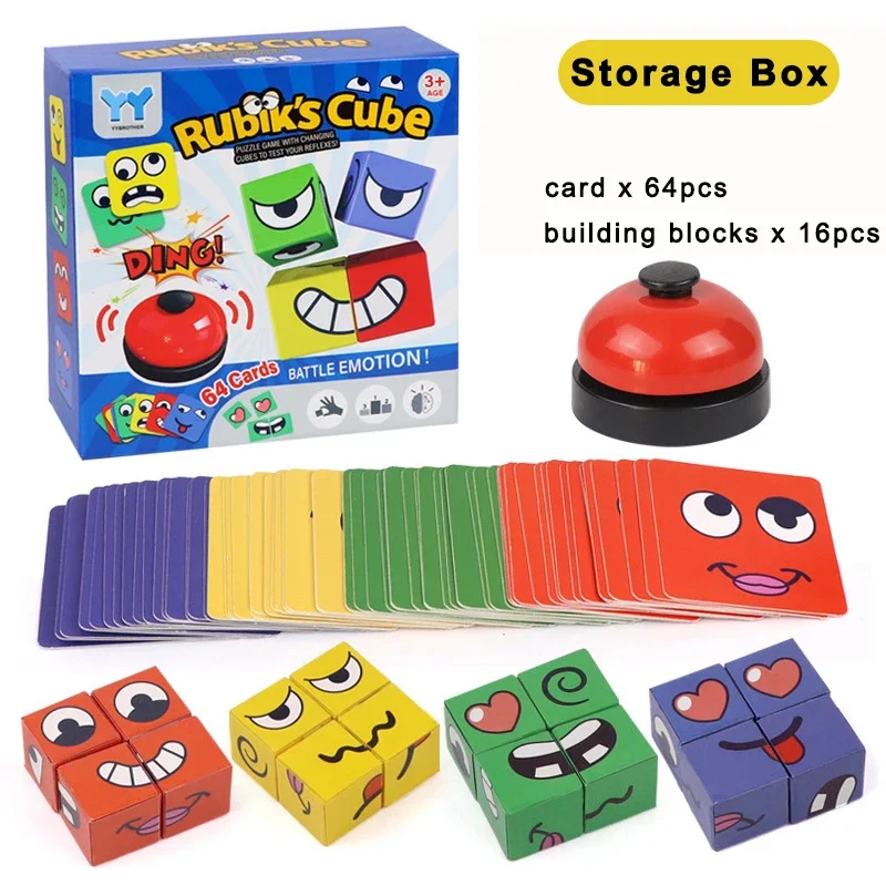 Kids Face Change Expression Puzzle Building Blocks Montessori Cube Table Game Toy Early Educational Toys for Children Gifts Kids Face Change Expression Puzzle Building Blocks Montessori Cube Table Game Toy Early Educational Toys for Children Gifts