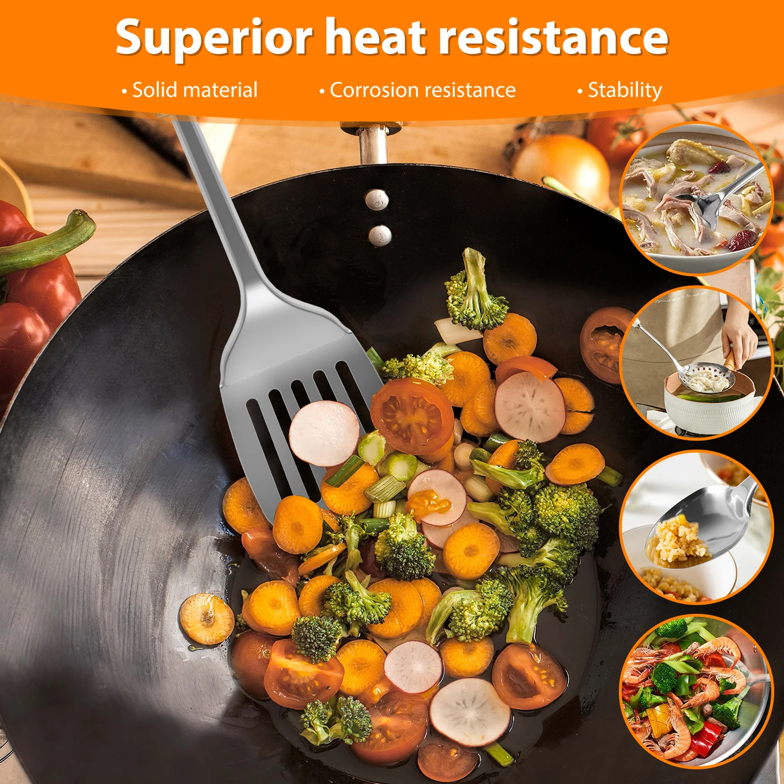 5Pcs Kitchen Cooking Utensils Set Stainless Steel Shovel Soup Spoon Spatula Utensils Dinnerware Cooking Tools Kitchen Gadgets 5Pcs Kitchen Cooking Utensils Set Stainless Steel Shovel Soup Spoon Spatula Utensils Dinnerware Cooking Tools Kitchen Gadgets