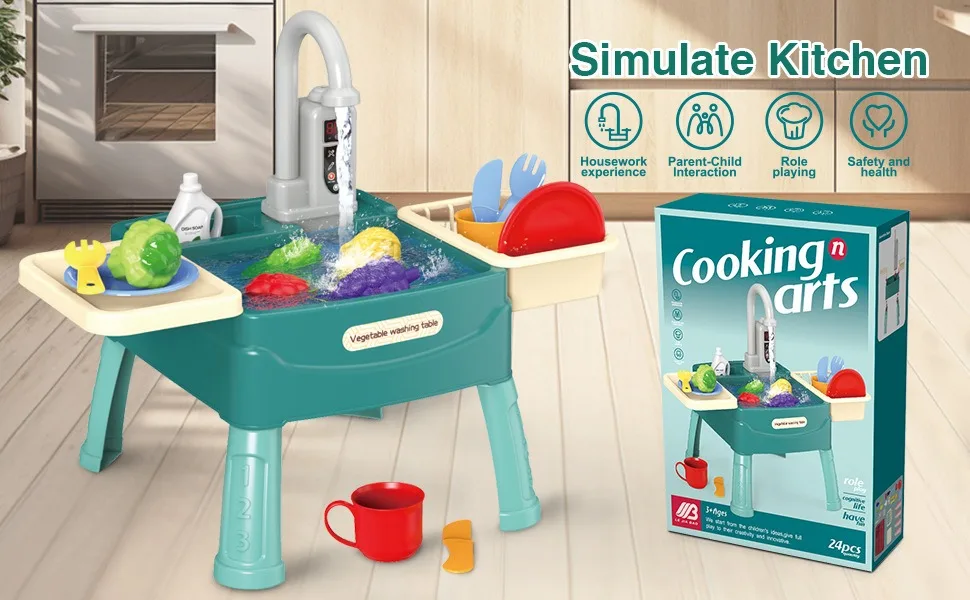 Children's Play At Home Toys Early Education Kitchen Simulation Electric Dishwashing Table Water Outlet Vegetable Washing Toys Children's Play At Home Toys Early Education Kitchen Simulation Electric Dishwashing Table Water Outlet Vegetable Washing Toys