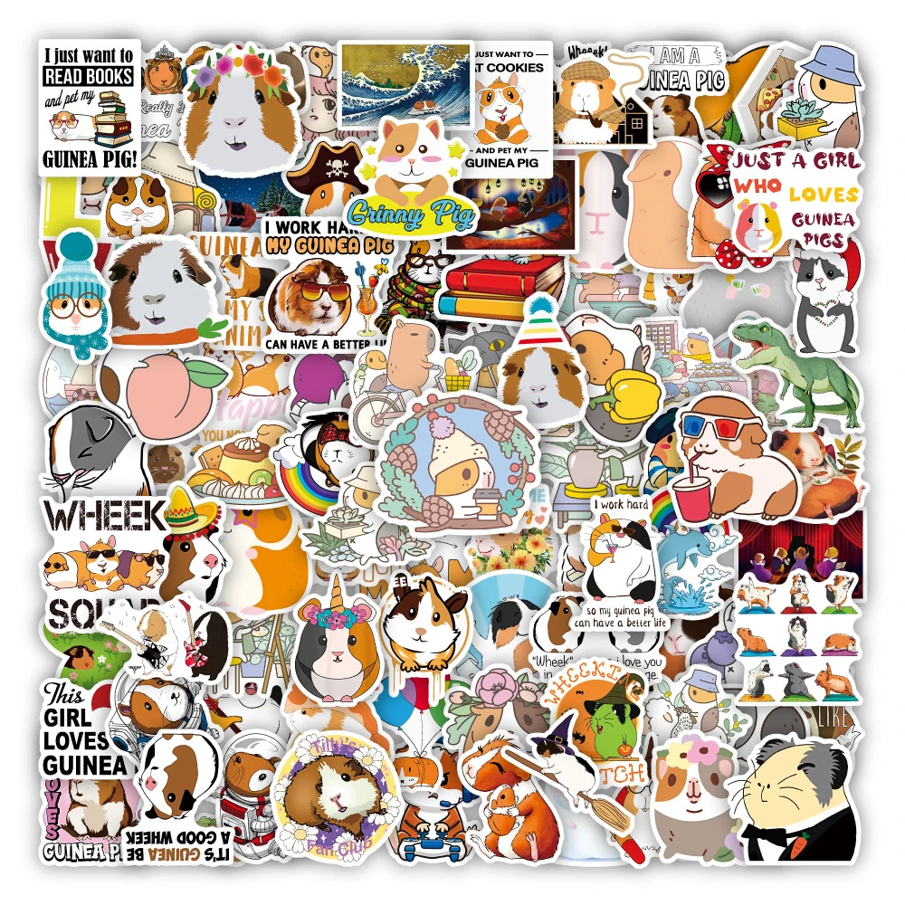 10/30/50/100pcs Kawaii Guinea Pig Cartoon Stickers Cute Kids Decals Toy Phone Skateboard Notebook Funny Animal Graffiti Sticker