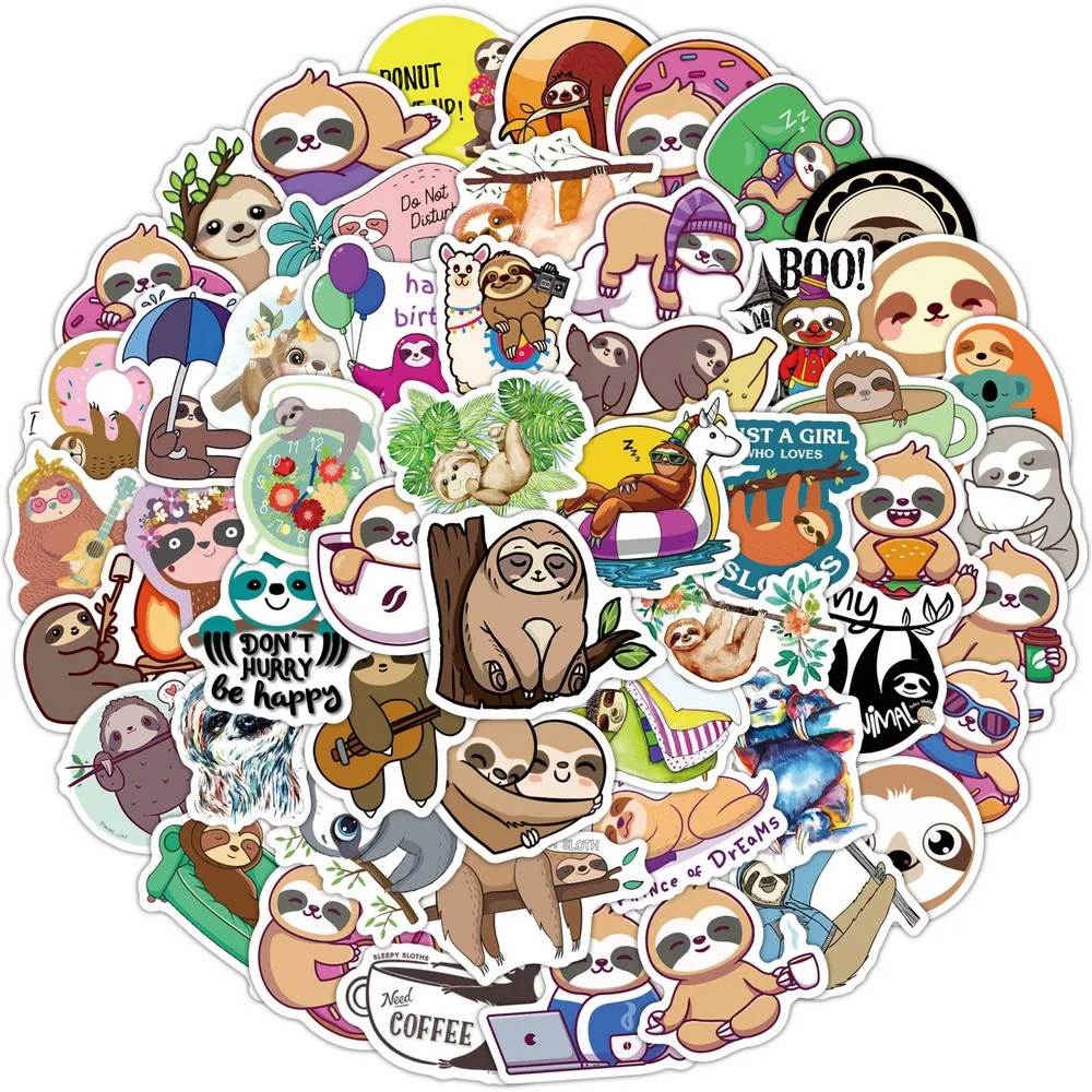 50/100pcs Cute Sloth Stickers Laptop Phone Fridge Guitar Notebook Skateboard Cartoon Graffiti Animal Sticker Decal for Kids Gift 50/100pcs Cute Sloth Stickers Laptop Phone Fridge Guitar Notebook Skateboard Cartoon Graffiti Animal Sticker Decal for Kids Gift