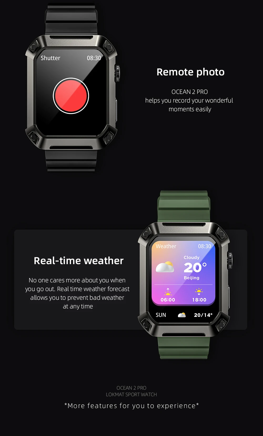 LOKMAT OCEAN 2 Pro Smart Watch Waterproof Bluetooth Calls Smartwatches 1.85 inch Touch Screen Heart Rate Monitor Fitness Tracker LOKMAT OCEAN 2 Pro Smart Watch Waterproof Bluetooth Calls Smartwatches 1.85 inch Touch Screen Heart Rate Monitor Fitness Tracker