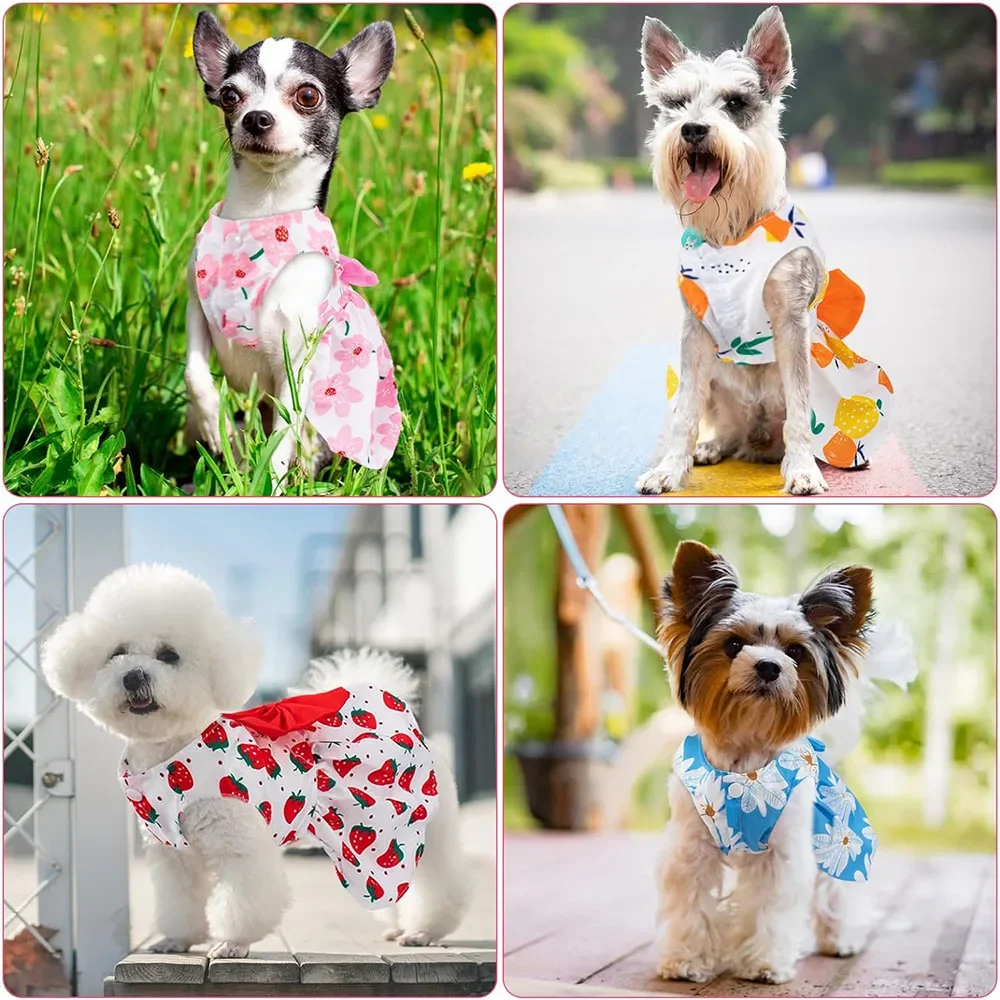 Cute Dog Dress Girl Dog Sleeveless Clothes Flower Printed Pet Apparel Doggies Bowknot Tulle Skirt Cat Clothing Small Puppy Dress Cute Dog Dress Girl Dog Sleeveless Clothes Flower Printed Pet Apparel Doggies Bowknot Tulle Skirt Cat Clothing Small Puppy Dress