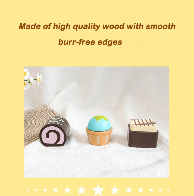 Wooden Kitchen Pretend Play Toys Afternoon Tea Sweet Desserts For Kids Playset Simulation Kitchen Educational Toys For Ages 3+