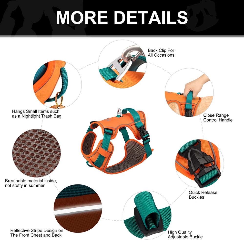Mesh Breathable Dog Harness Nylon Reflective Dog Harnesses Vest Durable Pet Training Vest Adjustable for Small Medium Large Dogs Mesh Breathable Dog Harness Nylon Reflective Dog Harnesses Vest Durable Pet Training Vest Adjustable for Small Medium Large Dogs