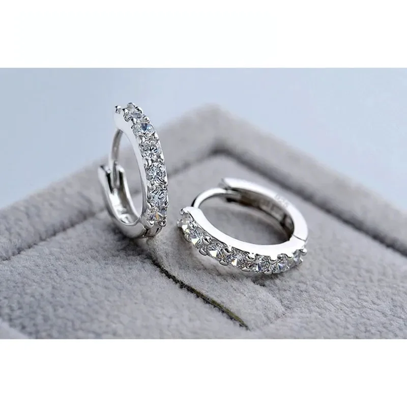 Fast Ship Newest Luxury Romantic Women Jewelry 925 Sterling Silver Plated Rhinestone Crystal Hoop Earrings For Women Wholesale Fast Ship Newest Luxury Romantic Women Jewelry 925 Sterling Silver Plated Rhinestone Crystal Hoop Earrings For Women Wholesale