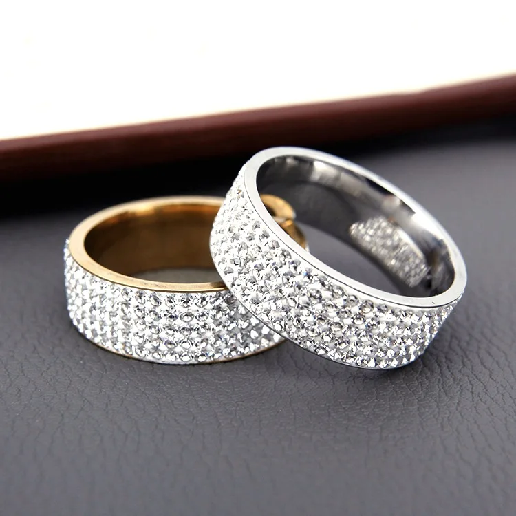 Hot Sale Vintage Retro Style Steel Ring for Women 5 Row Clear Crystal Jewelry Fashion Stainless Steel Engagement Wedding Rings Hot Sale Vintage Retro Style Steel Ring for Women 5 Row Clear Crystal Jewelry Fashion Stainless Steel Engagement Wedding Rings