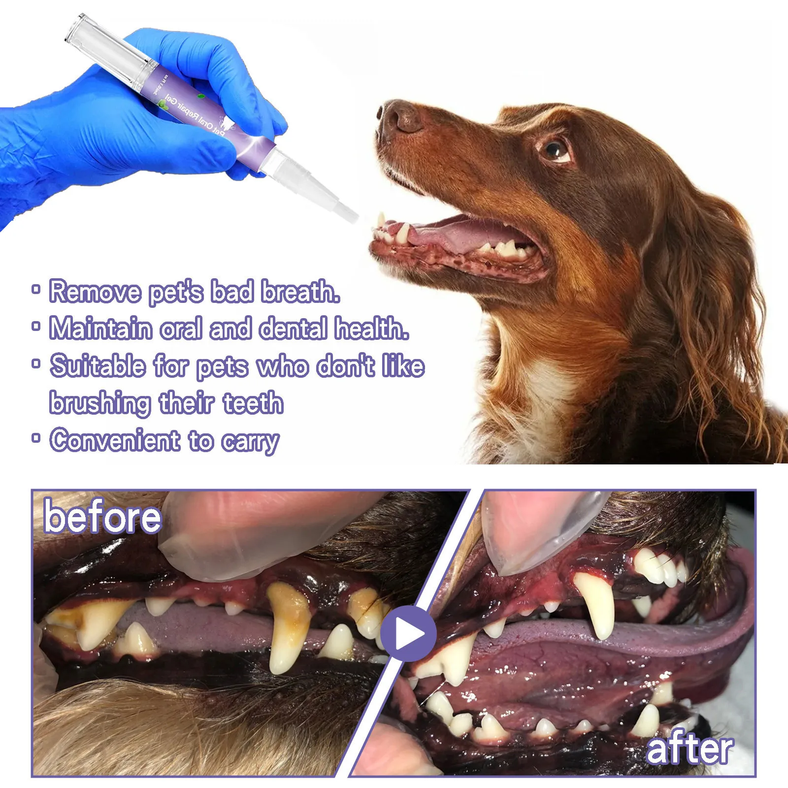 3ml Pet Oral Gel Cleaning Dog Cat Teeth, Bad Breath, For Tartar, No Need To Brush Teeth, Pet Breath Freshener Gel Care Cleaner 3ml Pet Oral Gel Cleaning Dog Cat Teeth, Bad Breath, For Tartar, No Need To Brush Teeth, Pet Breath Freshener Gel Care Cleaner