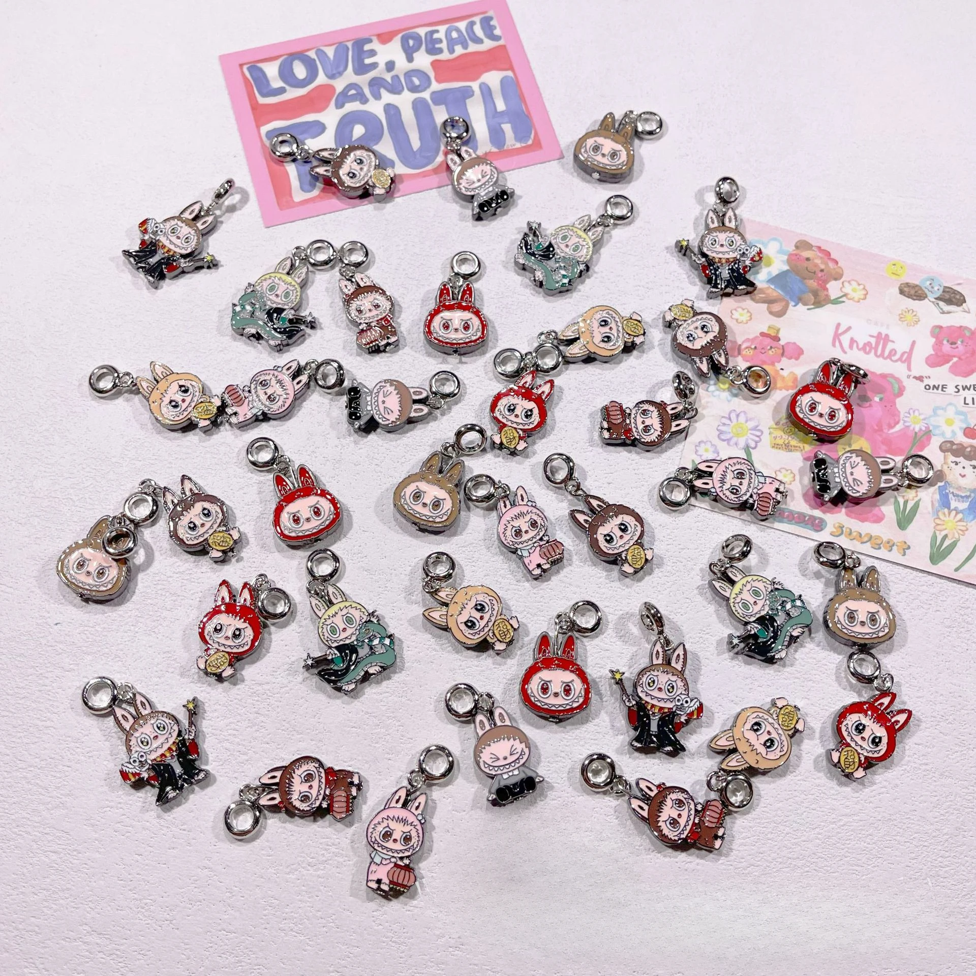Random New Cute Labubu Three-dimensional Color Droplet Beads Bead DIY Handmade Bracelet Accessories