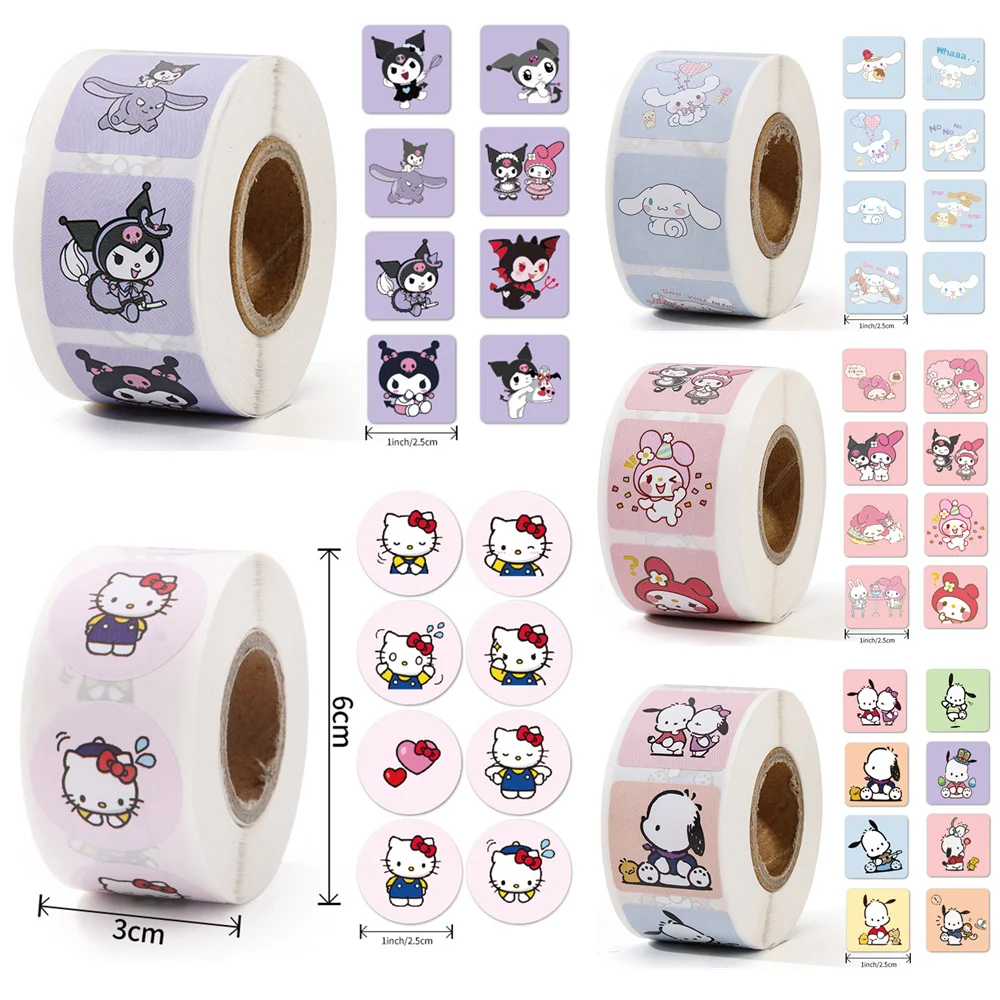 500Pcs/Roll Sanrio Stickers Kawaii Hello Kitty Melody Kuromi Cinnamoroll Luggage Graffiti Decals Kid Toy Decoration Sticker Gift 500Pcs/Roll Sanrio Stickers Kawaii Hello Kitty Melody Kuromi Cinnamoroll Luggage Graffiti Decals Kid Toy Decoration Sticker Gift