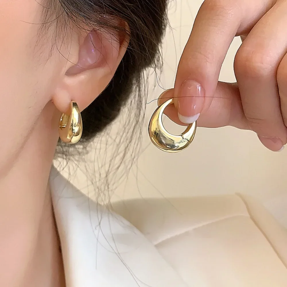 Stainless Steel Smooth Metal Chunky Hoop Earrings For Women Girls Fashion Round Circle Hoops Statement Earrings Punk Jewelry Stainless Steel Smooth Metal Chunky Hoop Earrings For Women Girls Fashion Round Circle Hoops Statement Earrings Punk Jewelry