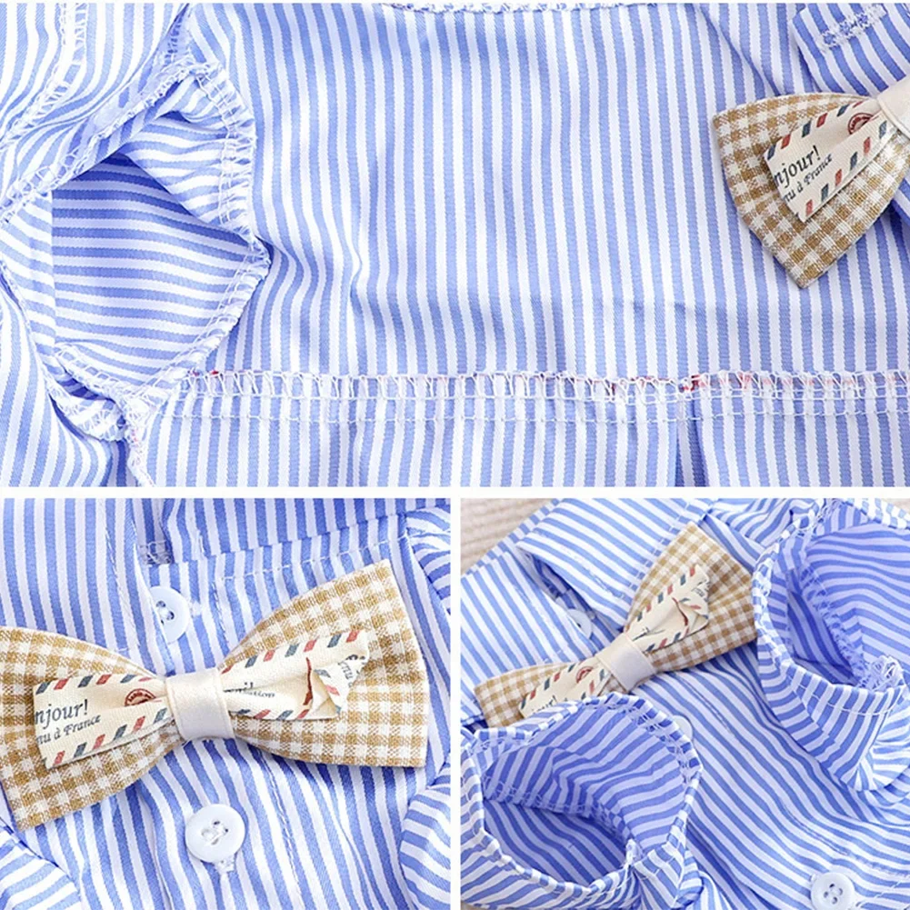 2024 Pet Dog Clothes Bowknot Striped Shirts for Dogs Clothing Cat Small Thin Summer Blue Fashion Boy Girl Chihuahua Pet Products