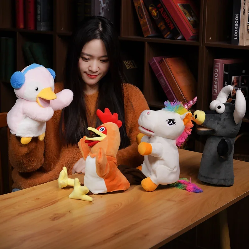 Stuffed Plush Animals Toys Hand Finger Puppet Kawaii Dolls Educational Baby Toys Learning & Education Monkey Tiger Children Gift