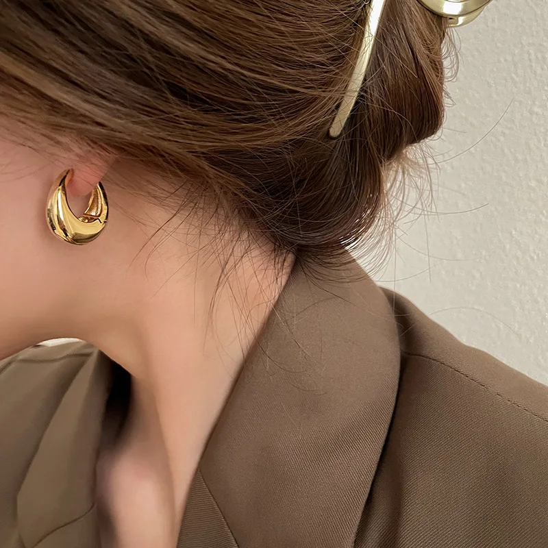 LATS Punk Oval Hoop Earrings Metallic Geometric Ear Buckle Minimalist Style U-shaped Ear Buckle Daily Life Earring Accessories LATS Punk Oval Hoop Earrings Metallic Geometric Ear Buckle Minimalist Style U-shaped Ear Buckle Daily Life Earring Accessories