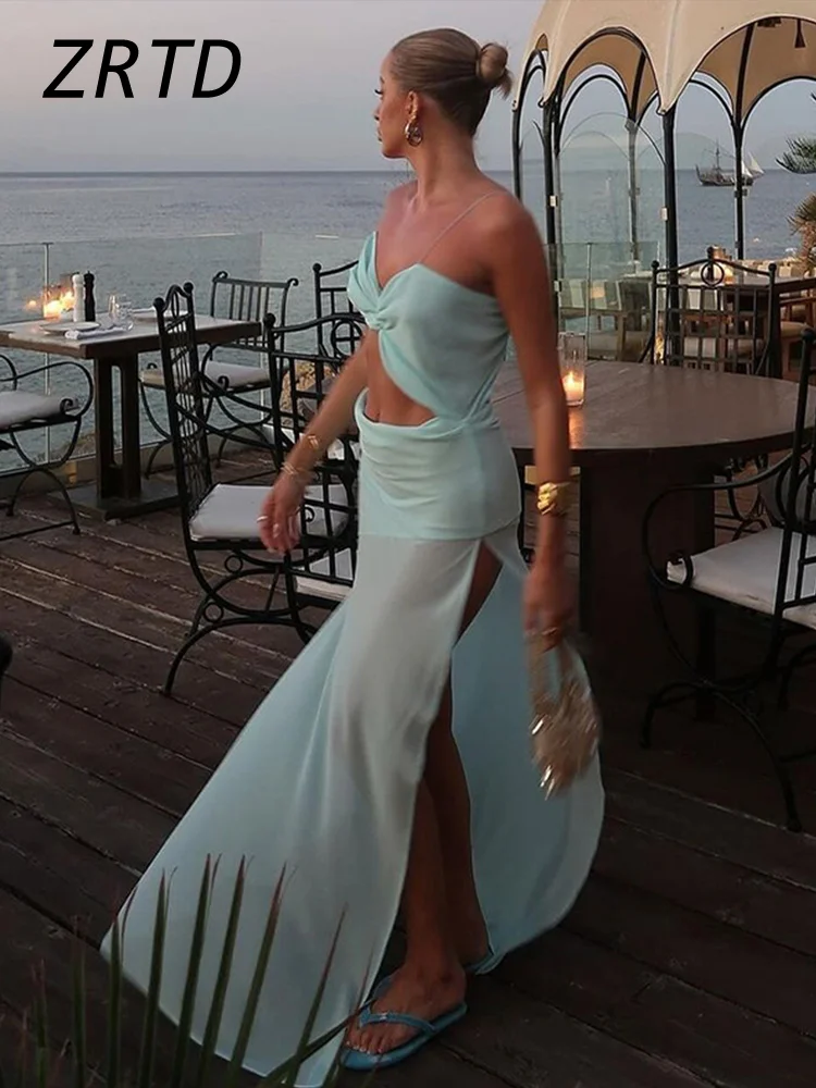 Sexy Backless Bikini Long Dress Women Side Split Sleeveless Pleated Female Vacation Dresses 2025 Spring Lady Beach Party Robes Sexy Backless Bikini Long Dress Women Side Split Sleeveless Pleated Female Vacation Dresses 2025 Spring Lady Beach Party Robes