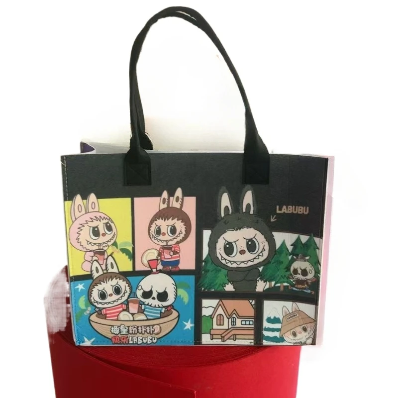 Labubu Creative Cartoon Anime Periphery Cute Print Student One Shoulder Hand Felt Bag Portable Open Large Capacity Travel Bag Labubu Creative Cartoon Anime Periphery Cute Print Student One Shoulder Hand Felt Bag Portable Open Large Capacity Travel Bag