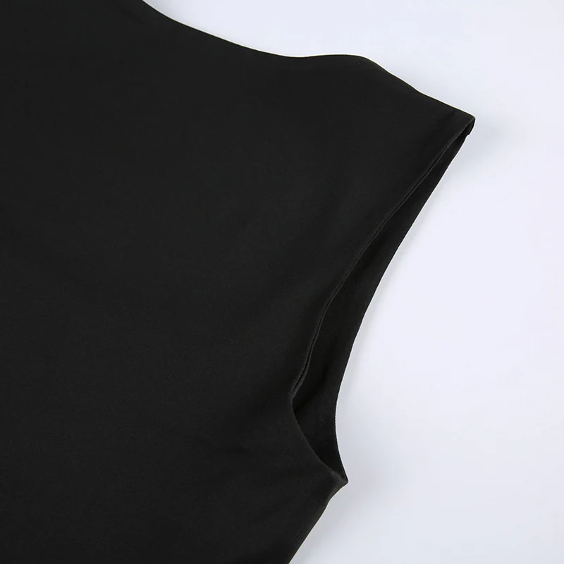 Sleeveless  Collar Crop Top Women Tank Tops Casual   Y2K  Summer 2024  Black T Shirts Sexy