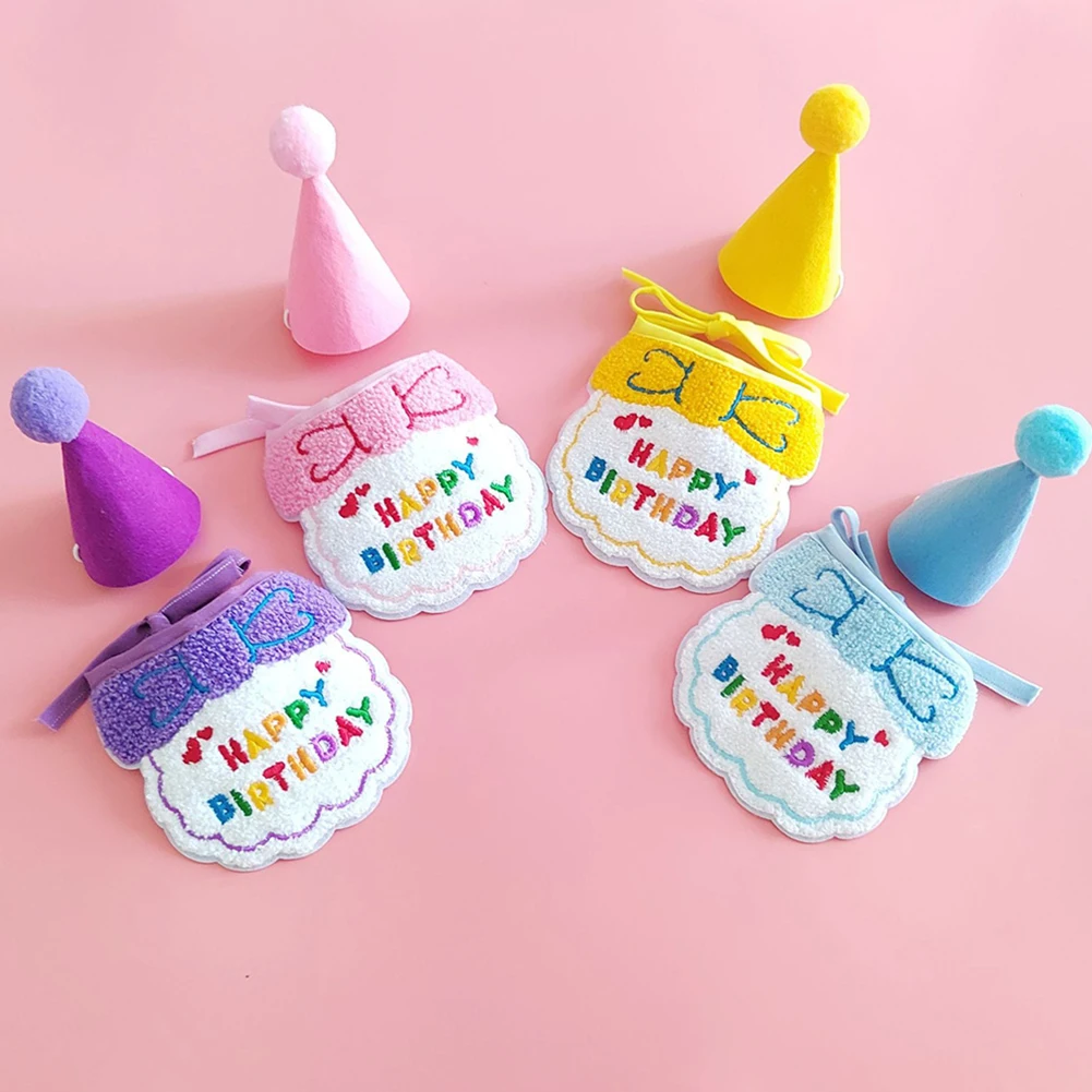 Pet Birthday Scarf Happy Birthday Hat Embroidered Bib Pet Dog Costume Accessory for Party Pet Holiday Birthday Decoration Gifts Pet Birthday Scarf Happy Birthday Hat Embroidered Bib Pet Dog Costume Accessory for Party Pet Holiday Birthday Decoration Gifts