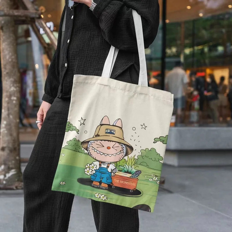 Hot 19 Styles Labubu Canvas Storage Bag Female Cute Cartoon Shopping HandBag Casual Student Shoulder Bag Hot 19 Styles Labubu Canvas Storage Bag Female Cute Cartoon Shopping HandBag Casual Student Shoulder Bag