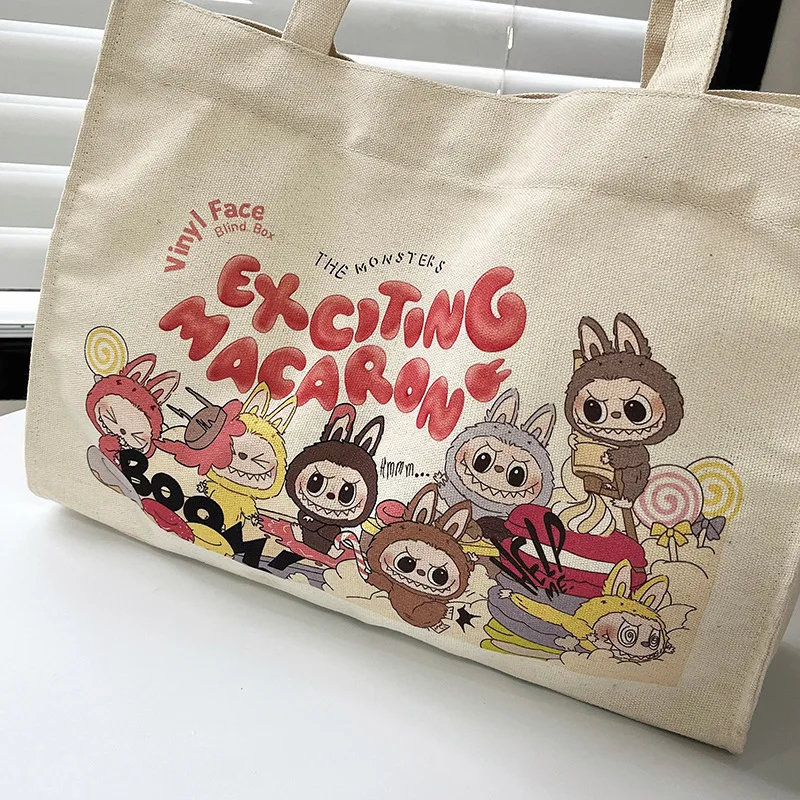 2024 New Labubu Printed Letters Tote Bag Large Shoulder Bag Ladies Canvas Zipper Concealed Commuting Everyday Joker Handbag 2024 New Labubu Printed Letters Tote Bag Large Shoulder Bag Ladies Canvas Zipper Concealed Commuting Everyday Joker Handbag