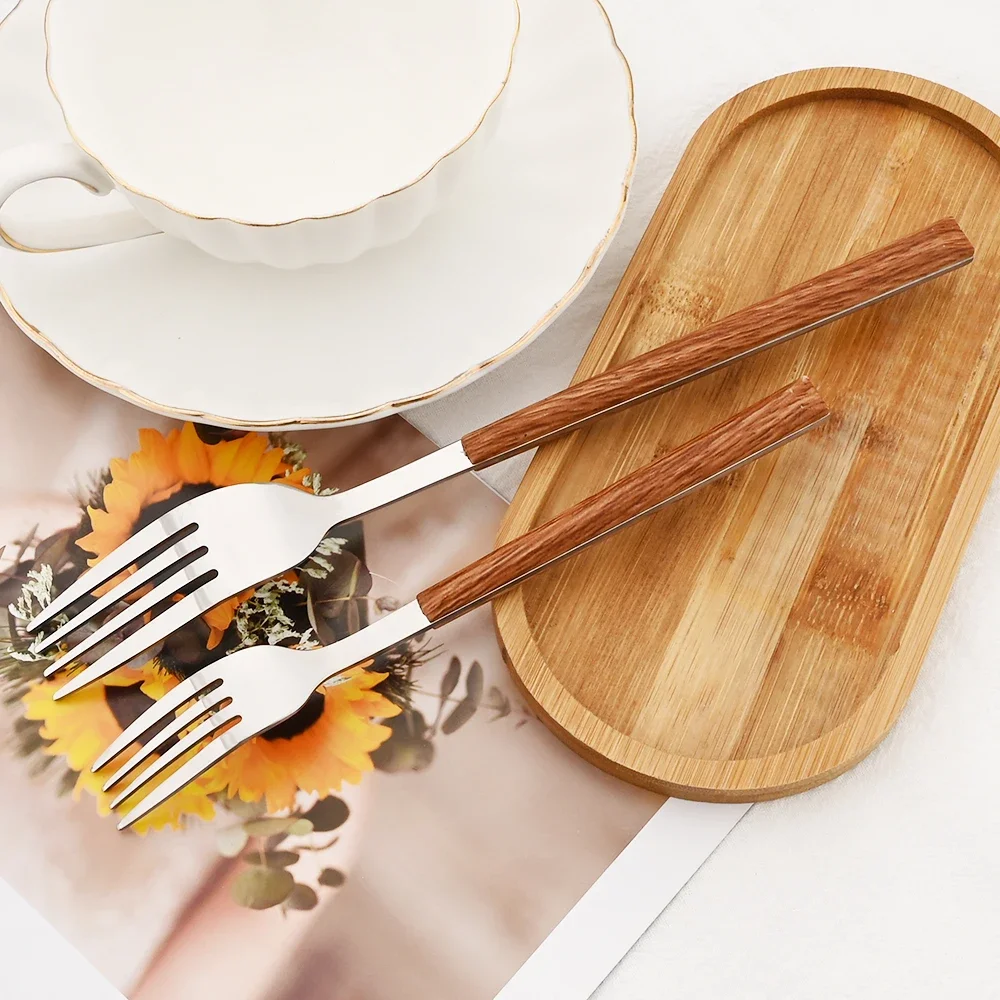 16/24/30Pcs Stainless Steel Imitation Wooden Handle Cutlery Set Dinnerware Clamp Western Tableware Knife Fork Tea Spoon 16/24/30Pcs Stainless Steel Imitation Wooden Handle Cutlery Set Dinnerware Clamp Western Tableware Knife Fork Tea Spoon