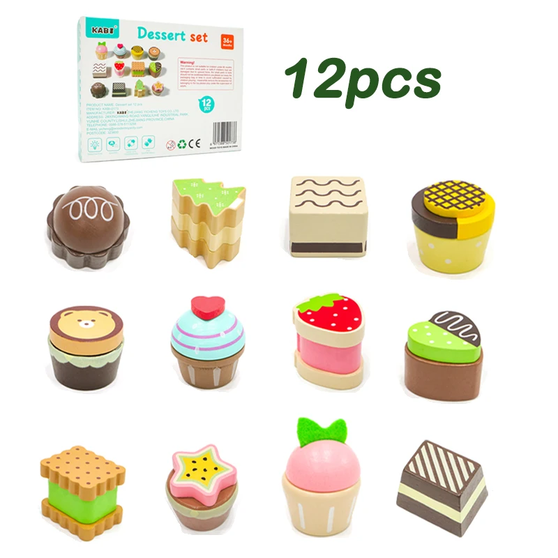 Wooden Kitchen Pretend Play Toys Afternoon Tea Sweet Desserts For Kids Playset Simulation Kitchen Educational Toys For Ages 3+
