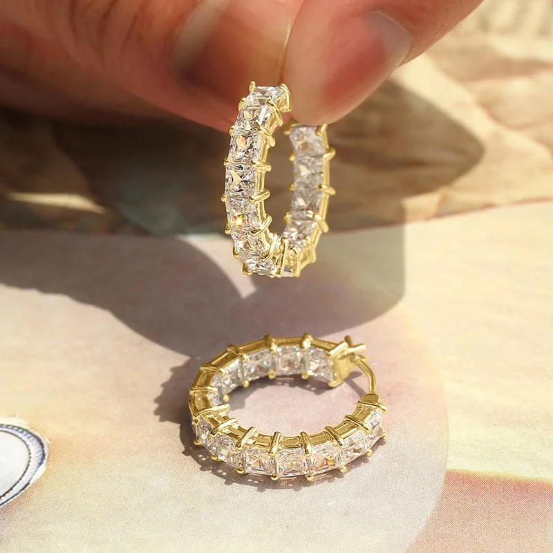 Huitan Fashion Silver Color Cross Hoop Earrings for Women Full Crystal Cubic Zirconia Statement Female Earrings Trends Jewelry Huitan Fashion Silver Color Cross Hoop Earrings for Women Full Crystal Cubic Zirconia Statement Female Earrings Trends Jewelry