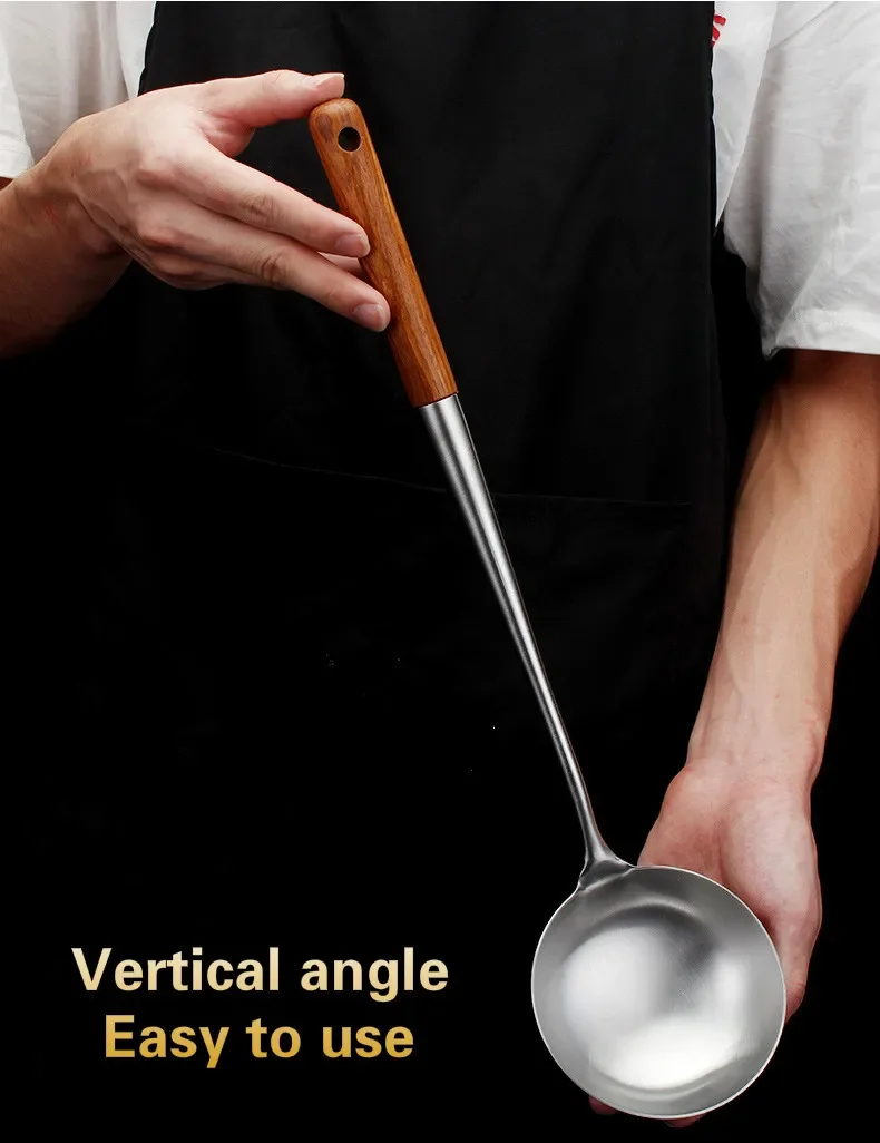 304 Stainless Steel Spatula Spoon With Wooden Handle Lengthened Cooking Spoon Anti-Scalding Cooking Shovel Kitchenware 304 Stainless Steel Spatula Spoon With Wooden Handle Lengthened Cooking Spoon Anti-Scalding Cooking Shovel Kitchenware