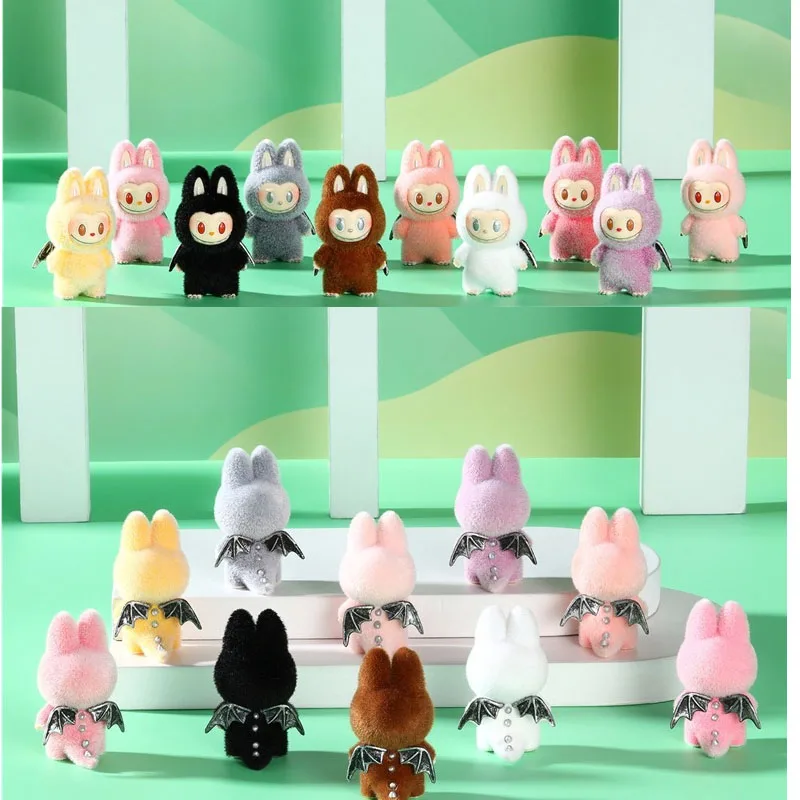 Cartoon Labubu Series Mini Flocking Exquisite Cute Doll Gift Diy Pendant Accessories Decoration Kawaii Toys Gift