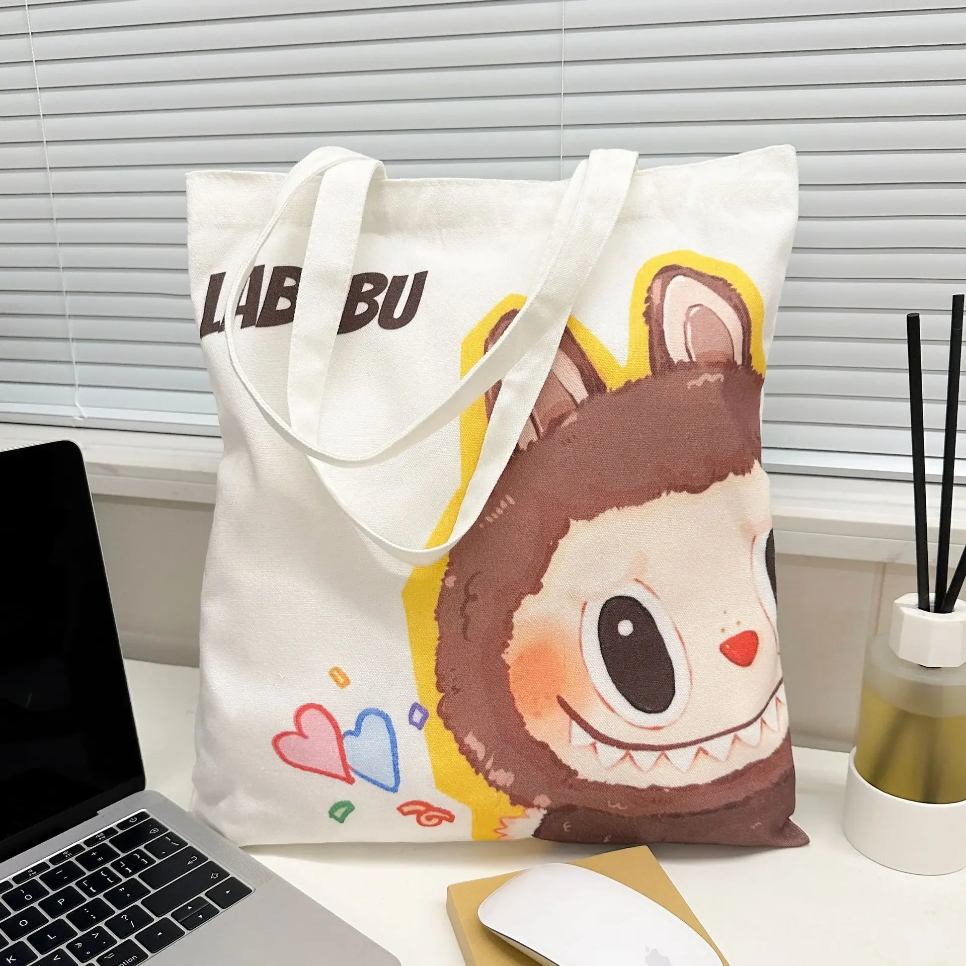 Lisa Same Labubu Canvas Bag Female Cute Cartoon Shopping HandBag Casual Student Shoulder Bag The Monsters Crossbody Bags Lisa Same Labubu Canvas Bag Female Cute Cartoon Shopping HandBag Casual Student Shoulder Bag The Monsters Crossbody Bags