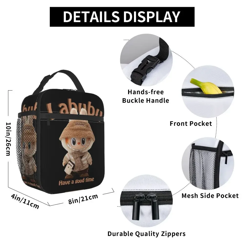 Labubu Nude Have A Good Time Popmart Merch Insulated Lunch Bag For Office Food Container Portable Cooler Thermal Bento Box Labubu Nude Have A Good Time Popmart Merch Insulated Lunch Bag For Office Food Container Portable Cooler Thermal Bento Box
