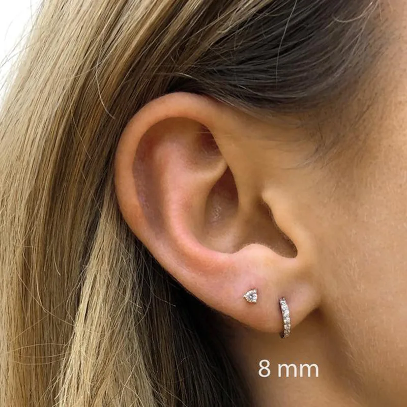 ANENJERY 2PCS Rainbow Little Huggies Hoop Earrings for Women Girl Cartilage Small Piercing Tragus Circle Men Jewelry ANENJERY 2PCS Rainbow Little Huggies Hoop Earrings for Women Girl Cartilage Small Piercing Tragus Circle Men Jewelry