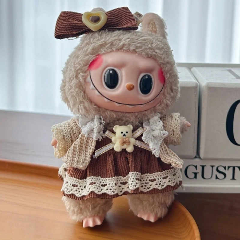 Cute Labubu Doll Jacket 17cm Mini Doll Clothing Accessories Sweatshirt Skirt Overalls Clothes Children's Toys Birthday Gift Cute Labubu Doll Jacket 17cm Mini Doll Clothing Accessories Sweatshirt Skirt Overalls Clothes Children's Toys Birthday Gift