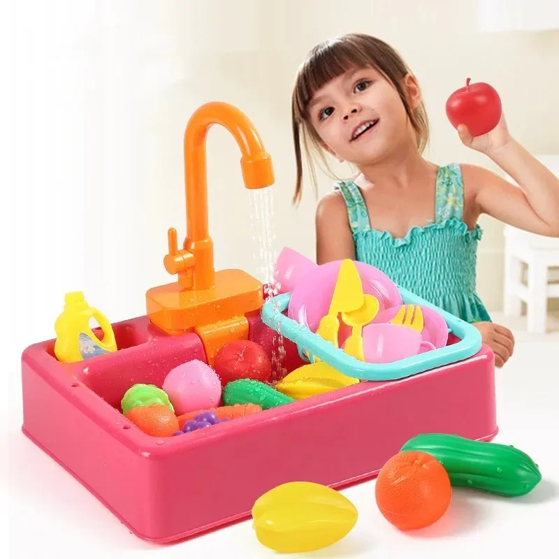 Kid Simulation Electric Dishwasher Wash Sink Running Water Toy Role Playing House Kitchen Pretend Game Food Fruit Girl Boy Gift Kid Simulation Electric Dishwasher Wash Sink Running Water Toy Role Playing House Kitchen Pretend Game Food Fruit Girl Boy Gift