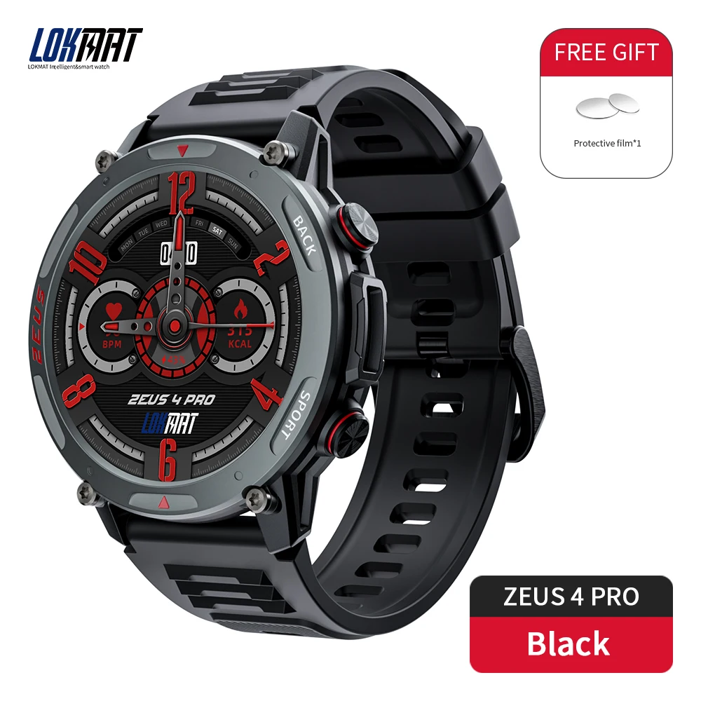 LOKMAT ZEUS 4 PRO Smart Watch 1.43 Amoled Round Screen BT Calls Smartwatches Fitness Tracker Heart Rate Monitor for Smart Phone