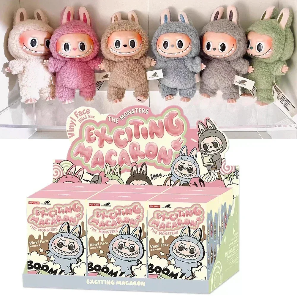 Labubu The Monsters Heartbeat Macaron Enamel Face Blind Box Pvc Figurine labubu sitting party Kawaii Doll Kid Christmas Gifts