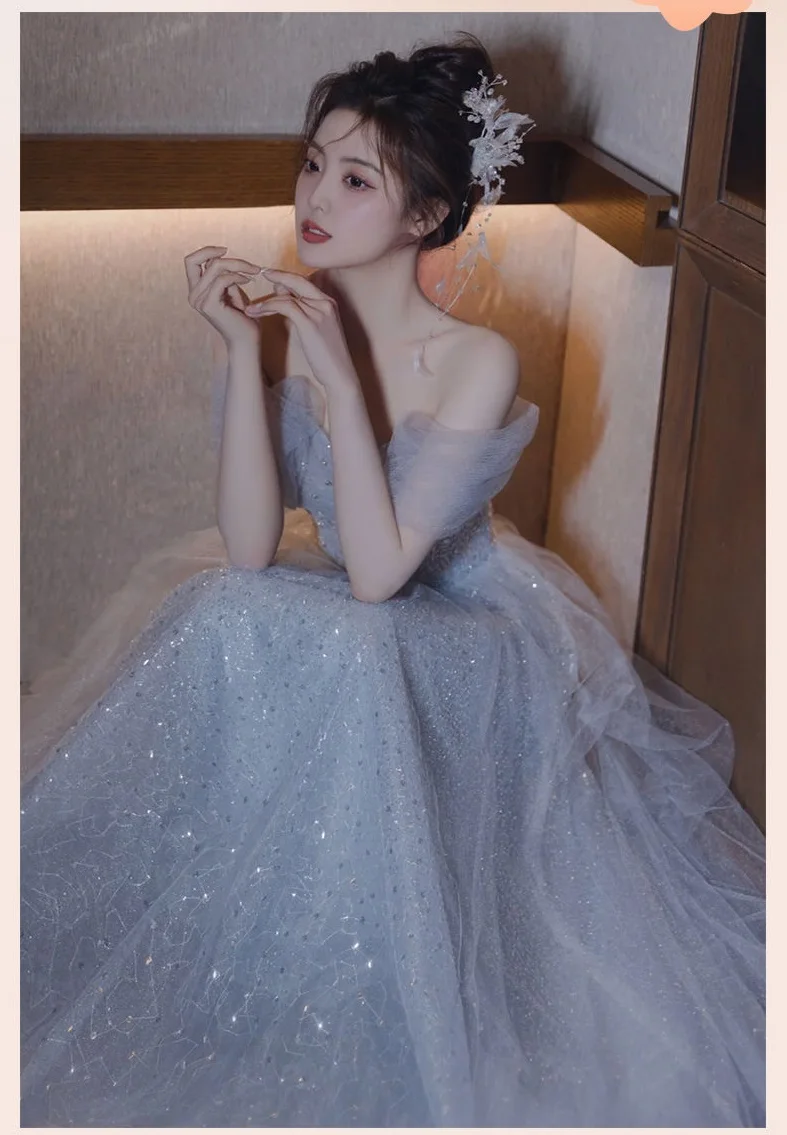 Y2k Evening Dresses Women's 2025 New Summer Banquet Long Dress Slim Sexy Light Luxury Art Test Host Adult Birthday Party Dress