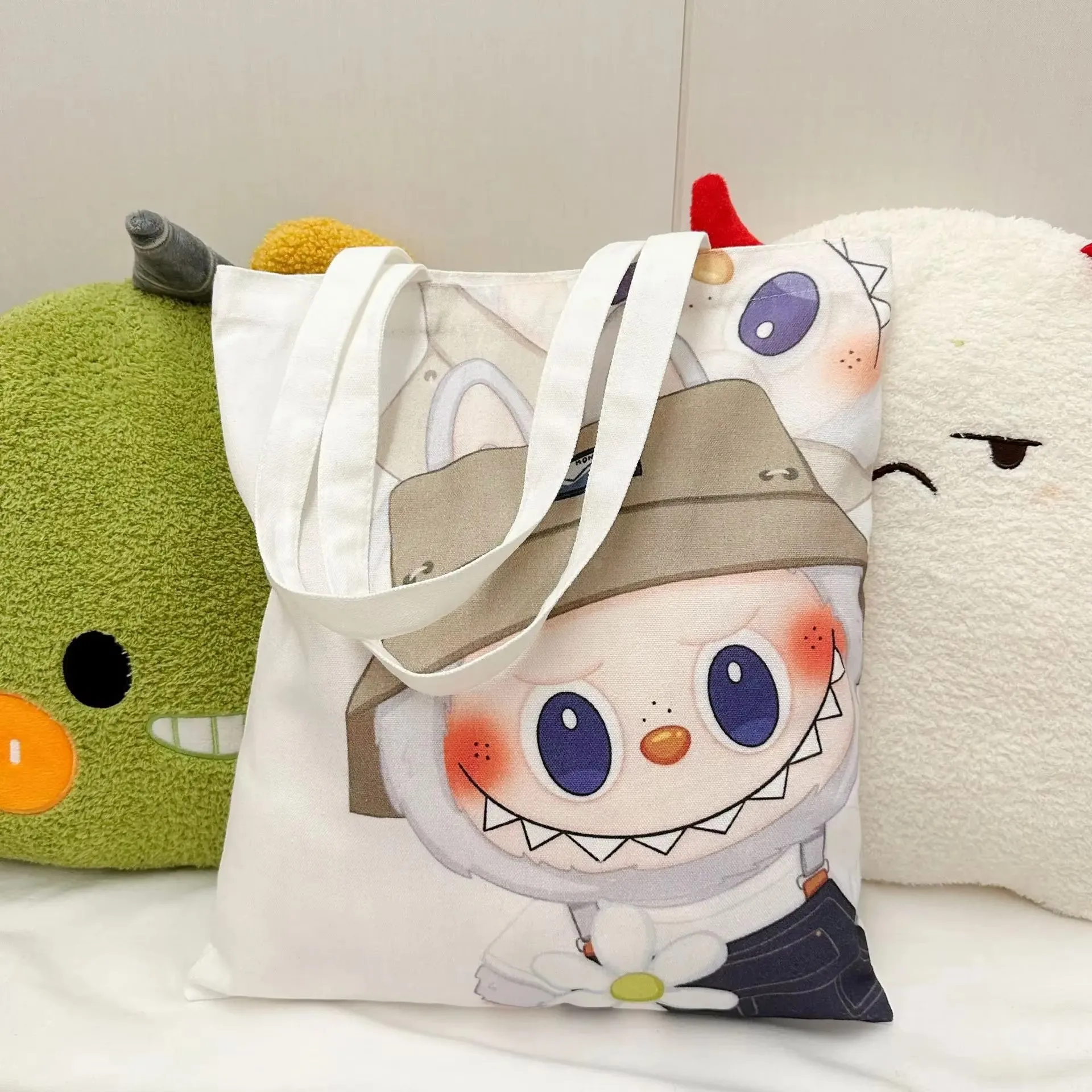 Lisa Same Labubu Canvas Bag Female Cute Cartoon Shopping HandBag Casual Student Shoulder Bag The Monsters Crossbody Bags Lisa Same Labubu Canvas Bag Female Cute Cartoon Shopping HandBag Casual Student Shoulder Bag The Monsters Crossbody Bags