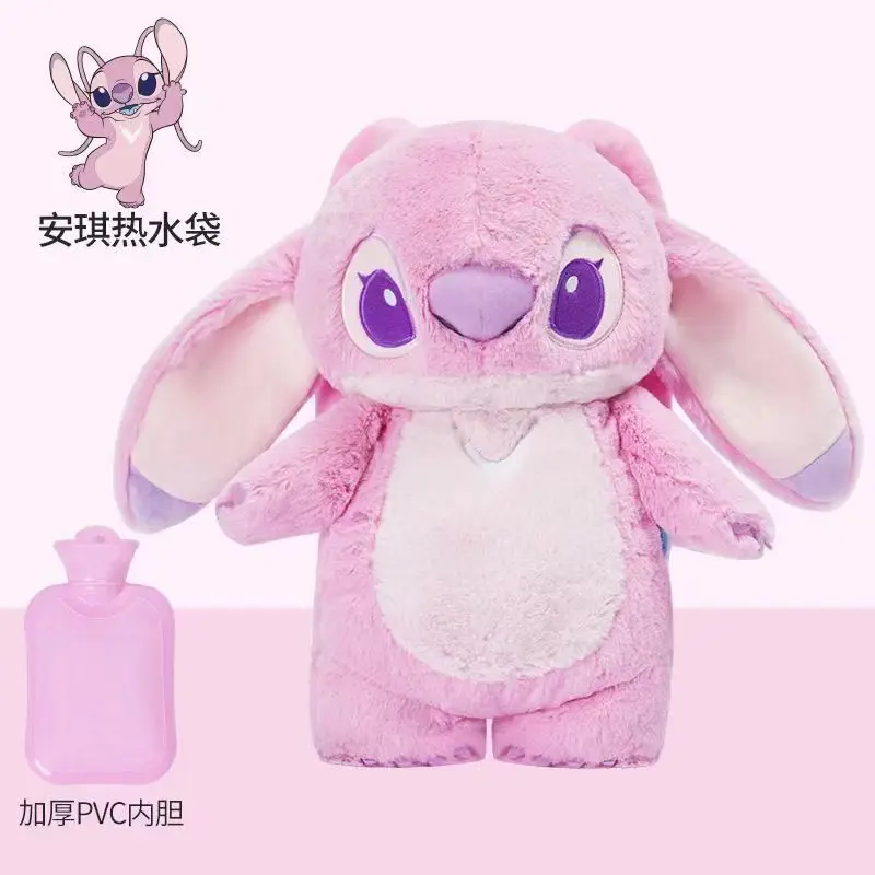 Strawberry Bear Stitch Hot Water Bottle Cute Plush Warm Bag Winter Gift for Girls Dorm Essential