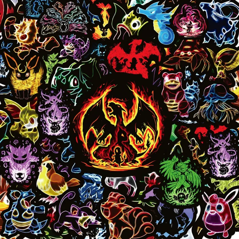 10/30/50/100pcs Cartoon Pokemon Neon Light Graffiti Stickers Anime Decals Motorcycle Laptop Phone Waterproof Sticker Kids Toys