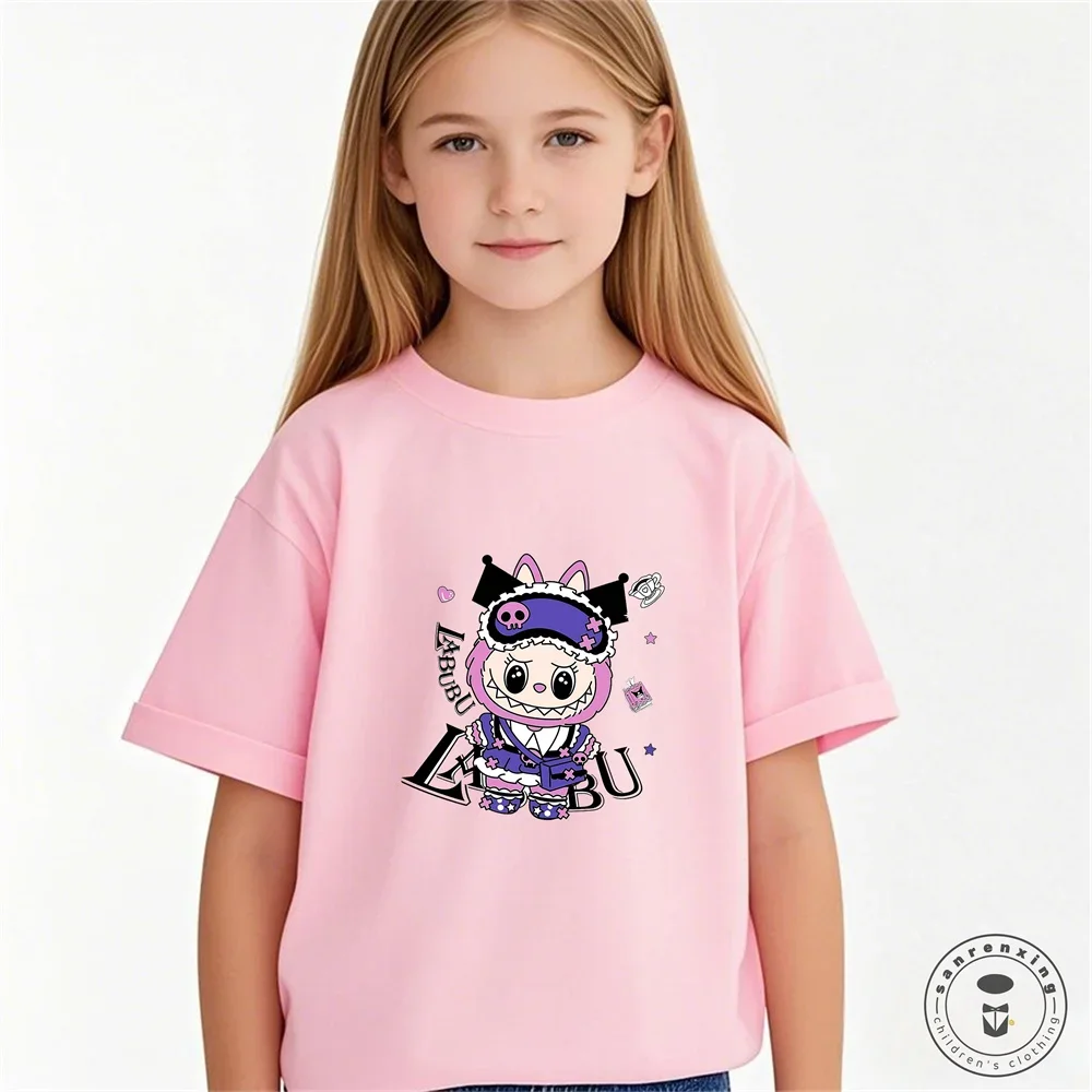 Labubu Girl Short Sleeve T Shirt Cute Print Baby Cotton Tee Tops Cartoon Toddler T-Shirts Summer Children Clothes Birthday Gift Labubu Girl Short Sleeve T Shirt Cute Print Baby Cotton Tee Tops Cartoon Toddler T-Shirts Summer Children Clothes Birthday Gift