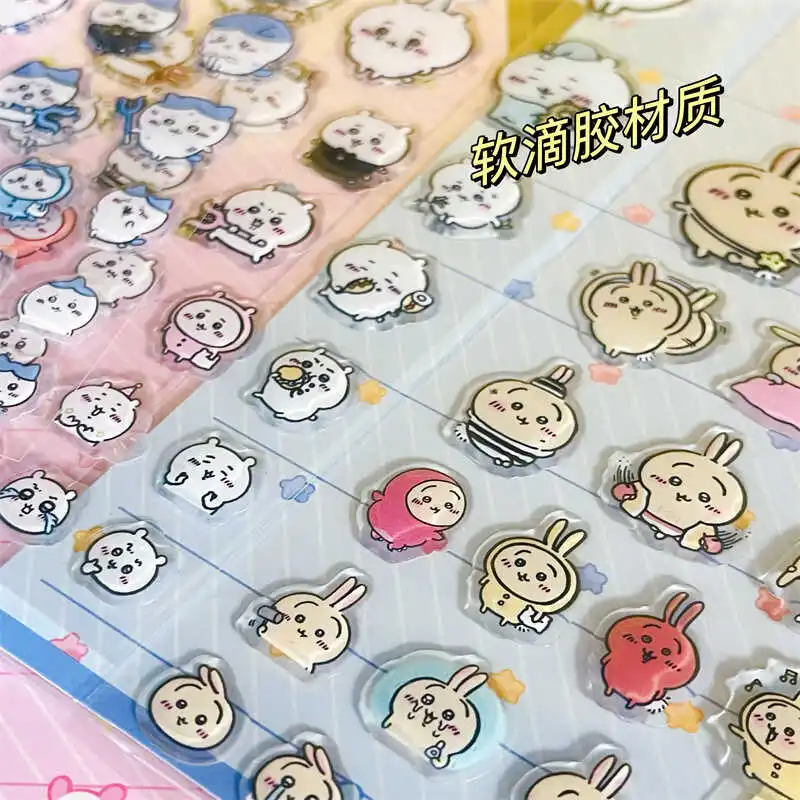 Chiikawa Sticker Hachiware Usagi Creative Drop Glue Stereo Sticker Cute Decorative Computer With Diy Decorative Stickers Gifts Chiikawa Sticker Hachiware Usagi Creative Drop Glue Stereo Sticker Cute Decorative Computer With Diy Decorative Stickers Gifts