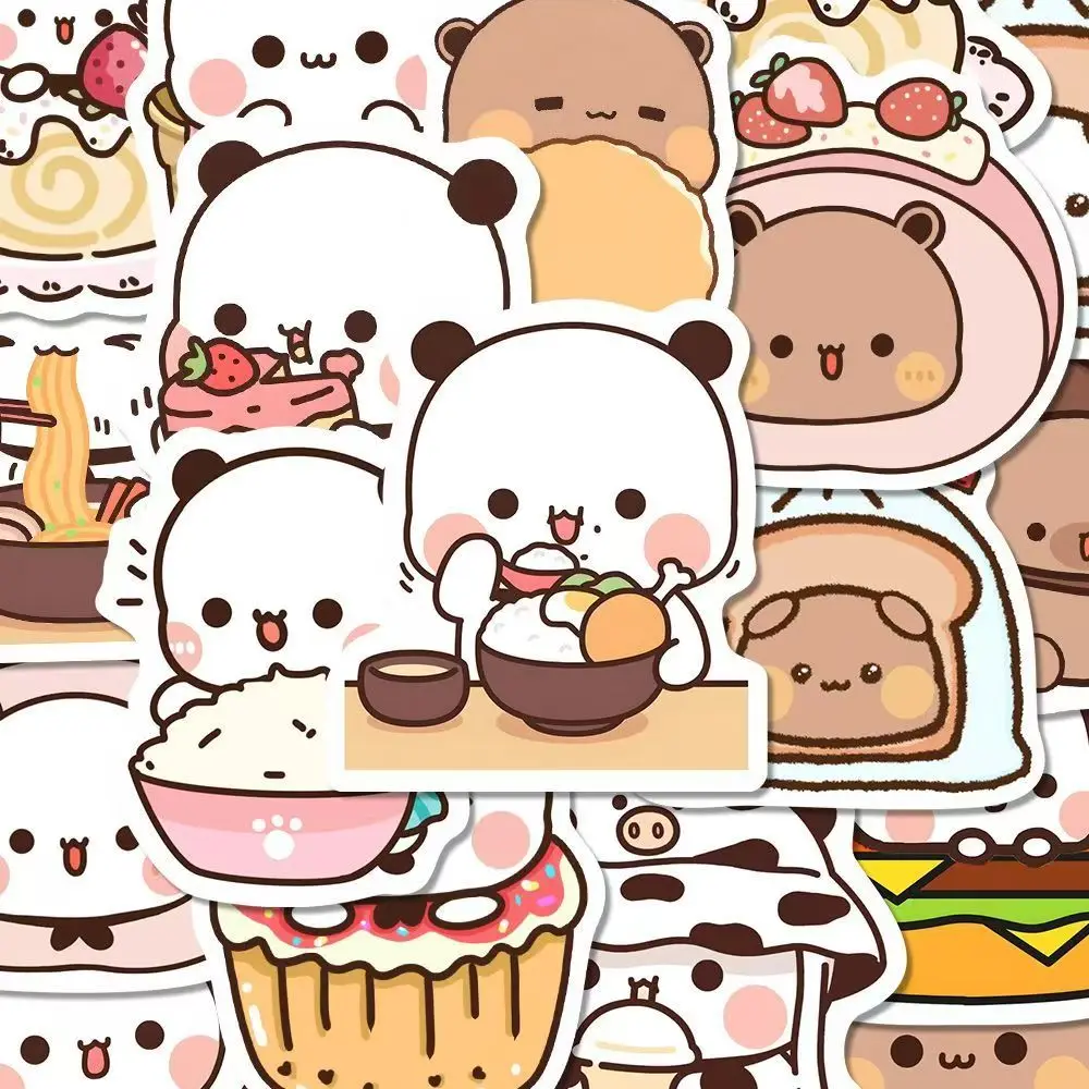 50pcs/Set Bubu And Dudu Panda Bear Sticker Food Serise Waterproof Cartoon Bear and Panda Sticker Toys 50pcs/Set Bubu And Dudu Panda Bear Sticker Food Serise Waterproof Cartoon Bear and Panda Sticker Toys